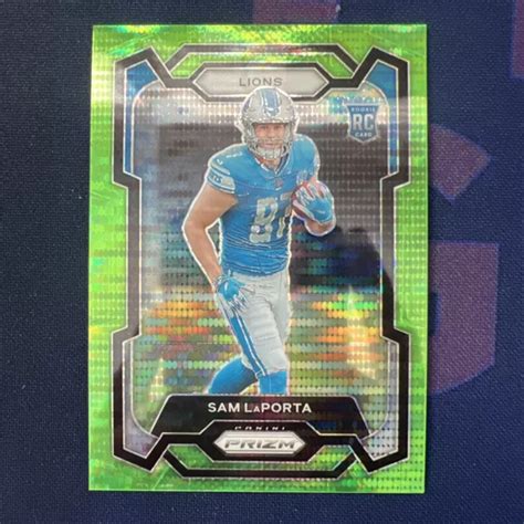 2023 PANINI PRIZM Sam LaPorta Rookie Neon Green Pulsar Prizm 332 Lions