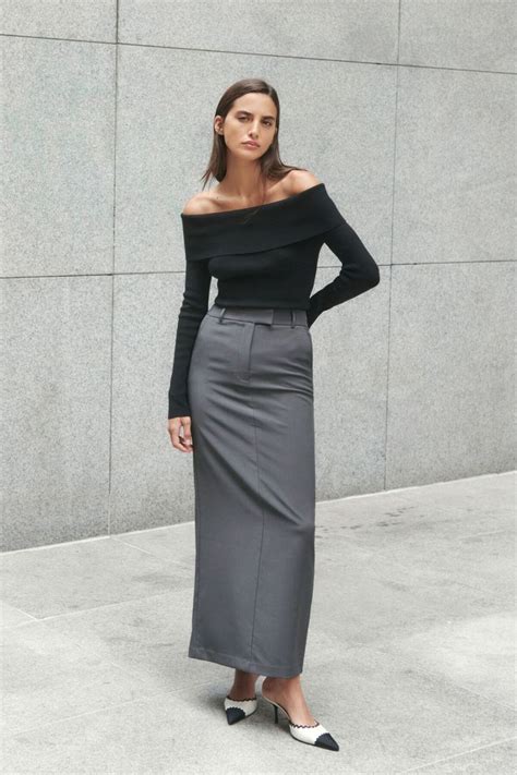 Eversleek Charlotte Pencil Maxi Skirt Gray Maxi Pencil Skirt Long