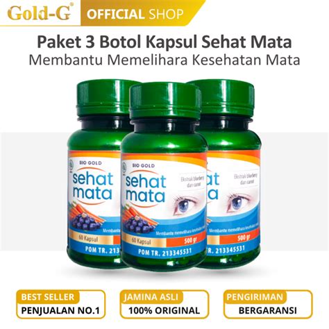 PAKET 3 BOTOL Kapsul Sehat Mata Bio Gold Ekstrak Wortel Dan Blueberry