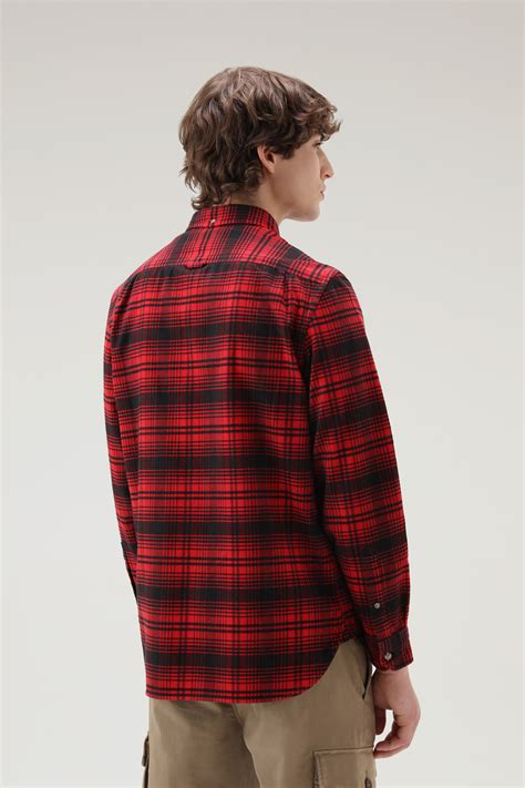 Traditional Flannel Check Shirt Red Woolrich Usa