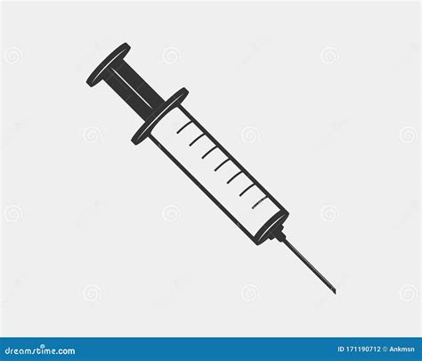 Vector Syringe Set With Hypodermic Needle Isolated On White Background ...