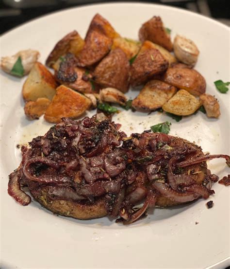 Lions Mane Mushroom Steak With Wine Reduction Paired With Roasted