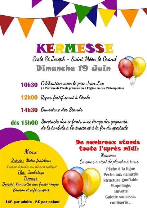 Grand Retour De La Kermesse Cole St Joseph Saint M En Le Grand