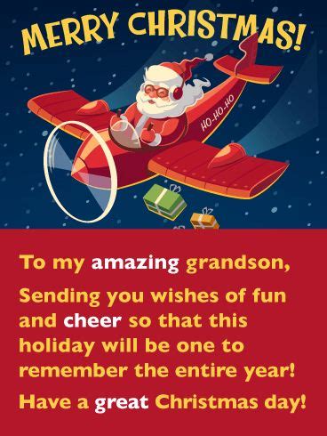 Retro Santa - Merry Christmas Card for Grandson | Birthday & Greeting Cards by Davia | Christmas ...