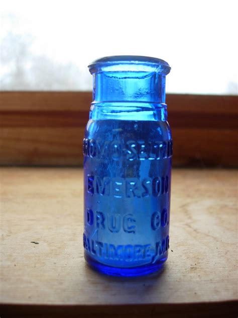 BROMO SELTZER Emerson Drug Baltimore MD Cobalt Blue Medicine Bottle 2 5