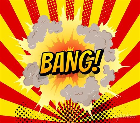 Comic Poster Wth Cartoon Explosion Frame Boom Comic Banner Design