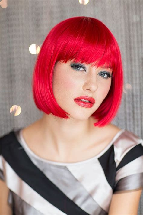 Bob Wig Bright Red Striking Maisy Bob Wigs Red Hair With Bangs Hair