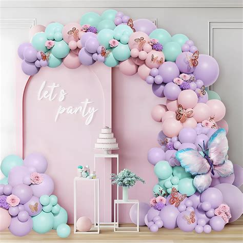 Amazon Ledander Purple Balloon Arch With Butterfly Pcs Pink