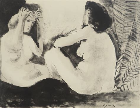 Pablo Picasso Naked Seated Women Lithograph And Stencil For Sale At