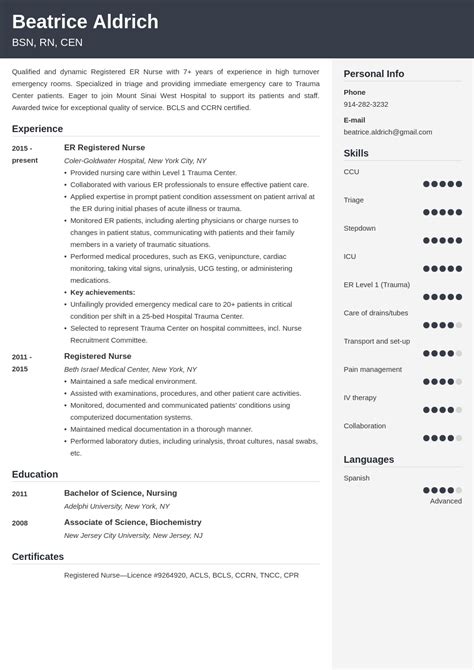 Emergency Room Er Nurse Resume Sample For 2025