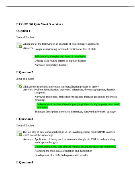 COUC 667 Quiz Week 1 Week 6 Study Bundle With Questions And Answers