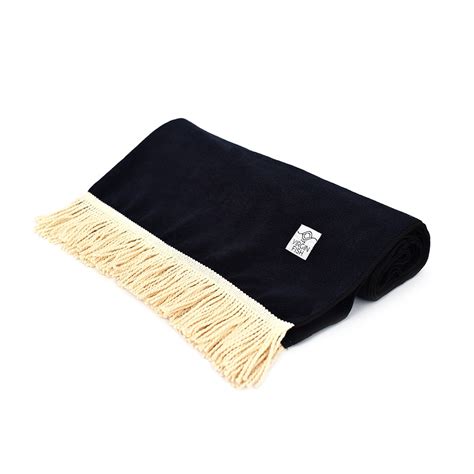 Black fine cotton beach towel with beige fringe