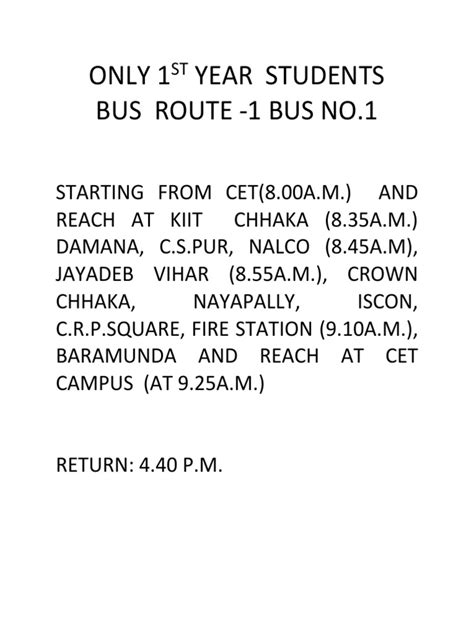 year students bus route  bus