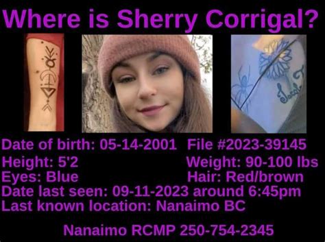 Sherry Corrigal 22 Yrs Old Last Seen On September 11 2023 In Nanaimo