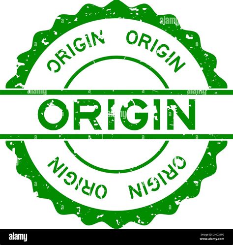 Grunge Green Origin Word Round Rubber Seal Stamp On White Background