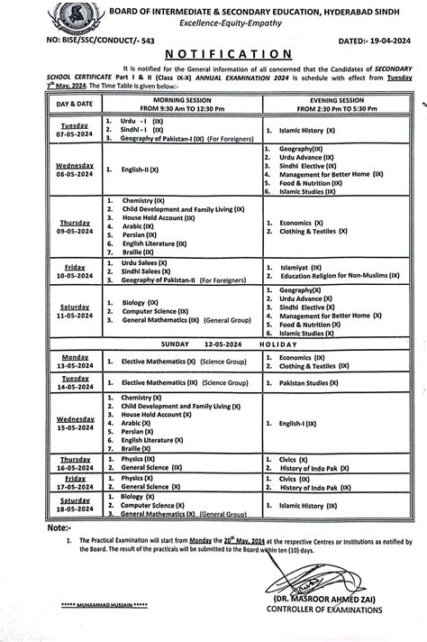 Bise Hyderabad Board Date Sheet 2024 Inter Part 1 2 Hssc Fa Fsc Inter 11th And 12th 1st