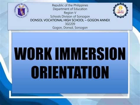 Work Immersion Orientation Of Shs Studentspptxptx Ppt