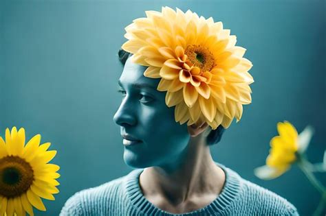 Premium AI Image A Woman With A Sunflower In Her Hair