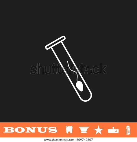 Sperm Test Tube Icon Flat White Stock Vector Royalty Free 609742607