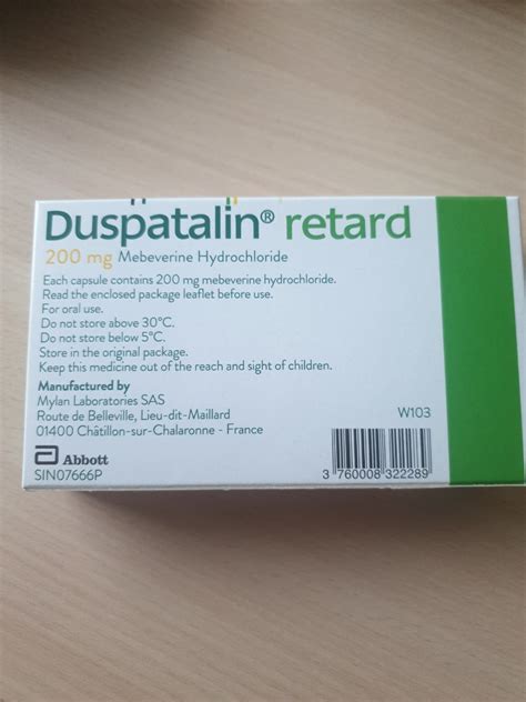 Duspatalin Retard Mebeverine Hydrochloride 20mg 30 Capsules Health