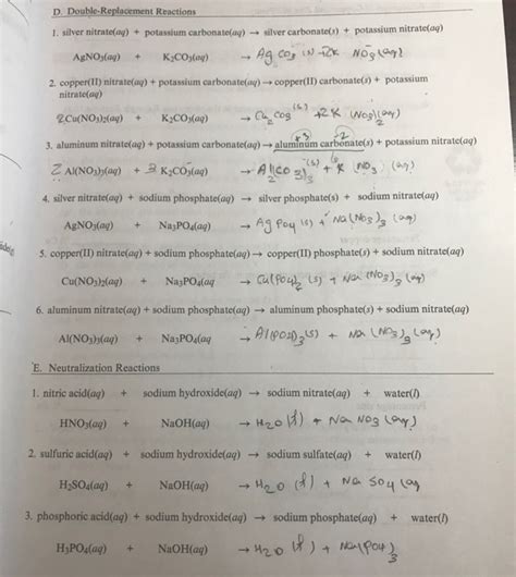 Solved D Double Replacement Reactions Silver Carbonate S Chegg