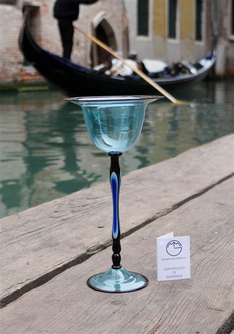 Venetian Glass Aquamarine Goblet Murano Collection Made Murano Glass