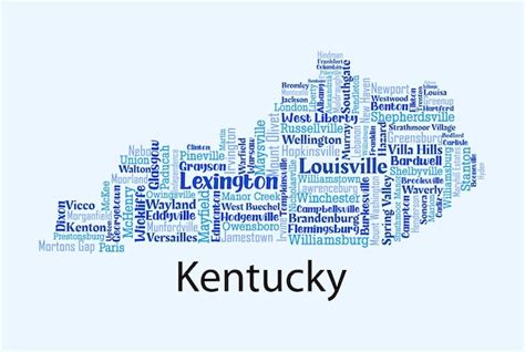 Mapa Vectorial Detallado De Kentucky Con Los Nombres De Todos Los