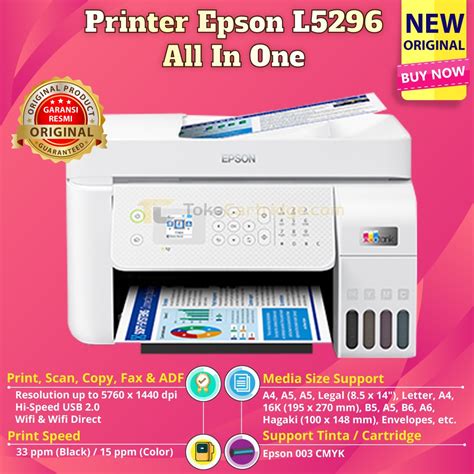 Jual Printer Epson EcoTank L5296 White A4 WiFi All In One Ink Tank L