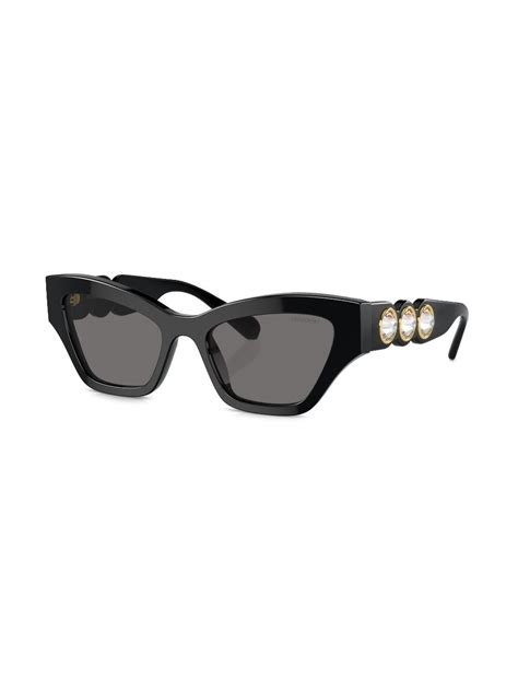 Swarovski Crystal Embellished Cat Eye Sunglasses Black Farfetch