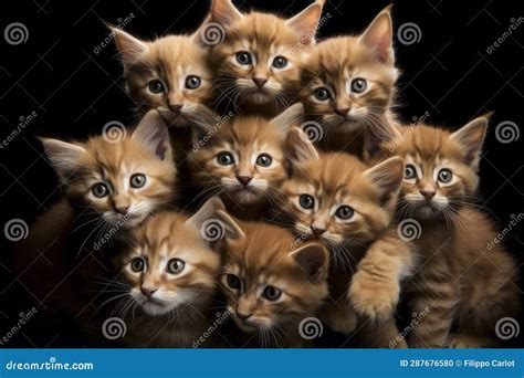 Adorable Kittens Gathering Stock Illustration Illustration Of Tail