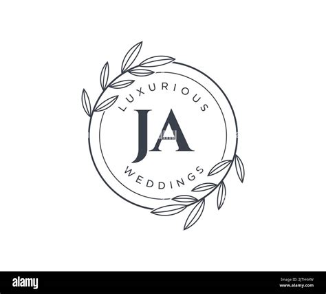 JA Initials Letter Wedding Monogram Logos Template Hand Drawn Modern