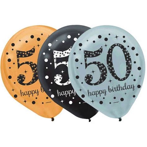 Over The Hill Sparkling Celebration 50th Birthday Latex Balloons 15ct