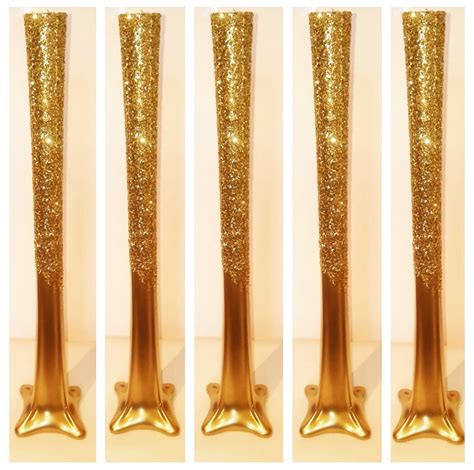 Set Of 5 20 Tall Tower Vase Gold Tower Vases Glitter