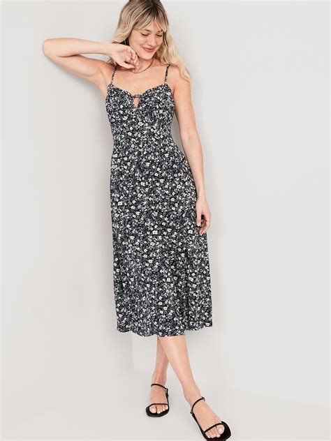 Fit Flare Sleeveless Floral Midi Dress Old Navy