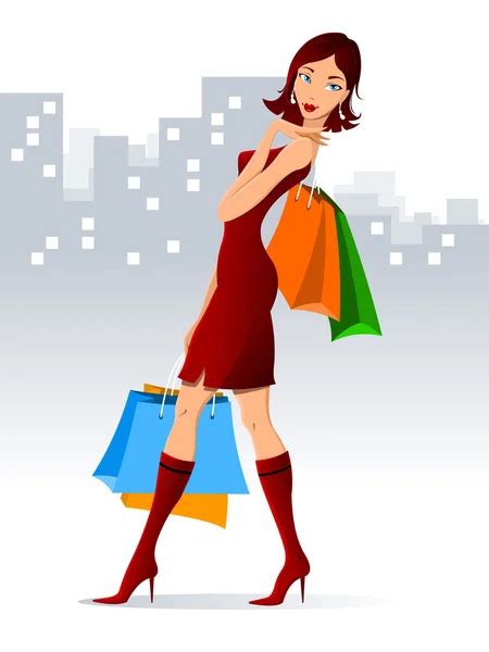 Woman Shopping Bags Vector Images Depositphotos