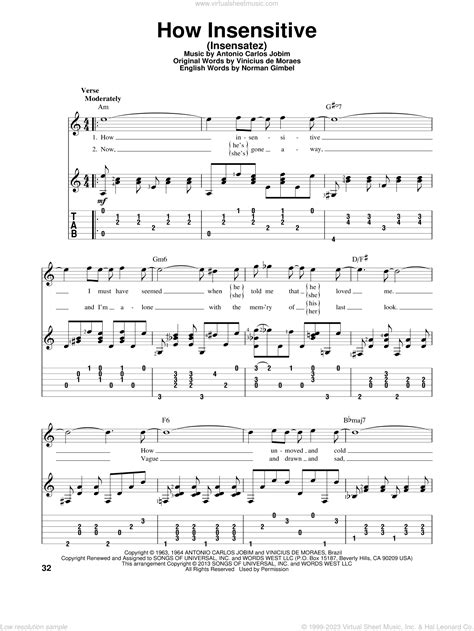 How Insensitive Insensatez Sheet Music For Guitar Solo Pdf