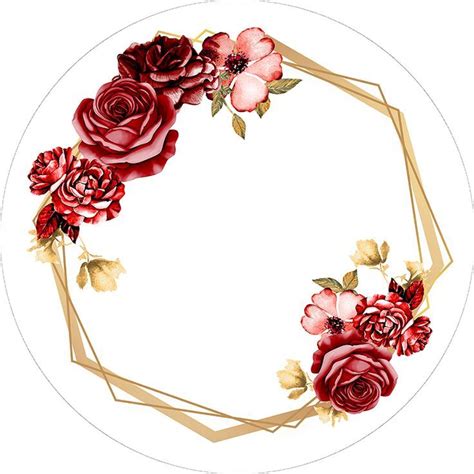 A White Plate Topped With Red Flowers On Top Of A Wooden Sticker And