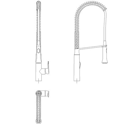 keran mixer selang fleksibel blok cad dwg  gratis