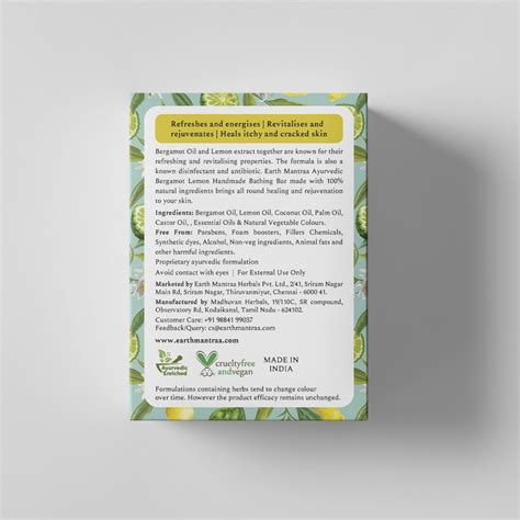 Bergamot Lemon Bathing Bar For Better Skin Earth Mantraa