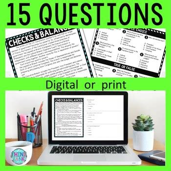 Checks And Balances Digital Reading Passage Questions Self Grading