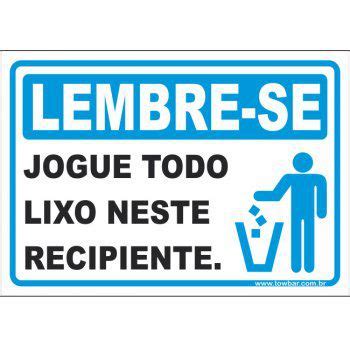 Loja Towbar Placa Lembre Se Jogue Todo Lixo Neste Recipiente