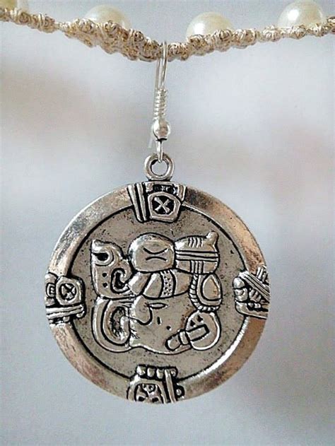 Mayan Silver Earrings Round Aztec Mexican Round Exotic Etsy