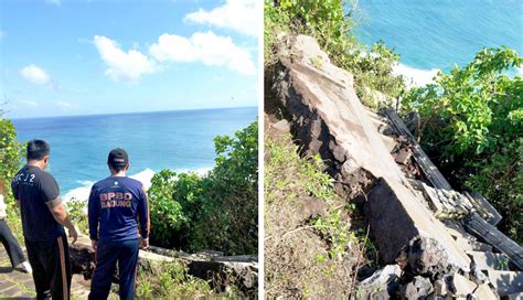 NUSABALI Tembok Tebing DTW Pura Uluwatu Roboh