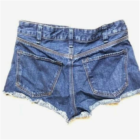 Free People Button Fly Denim Booty Shorts Size 26 Blu Gem