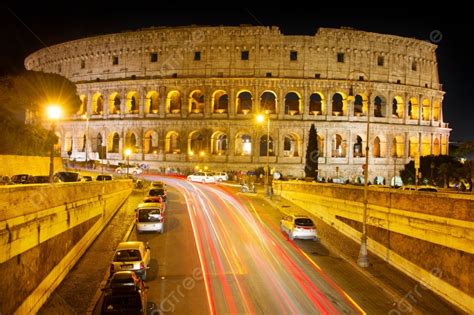 Fondo Famoso Coliseo De Roma En La Noche Italia Foto E Imagen Para