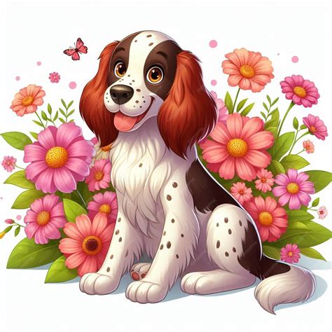 Premium Vector English Setter Dog Vector Cartoon Illustration