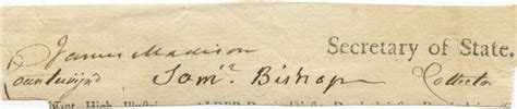 James Madison Autograph 1431518 Bold Signature As Secretary Of