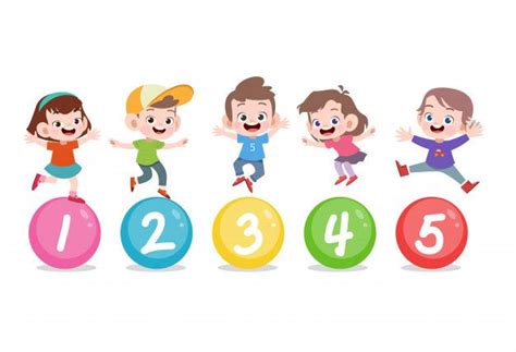 Premium Vector | Kids with cute number 123 | Happy kids, Kids clipart, Kids
