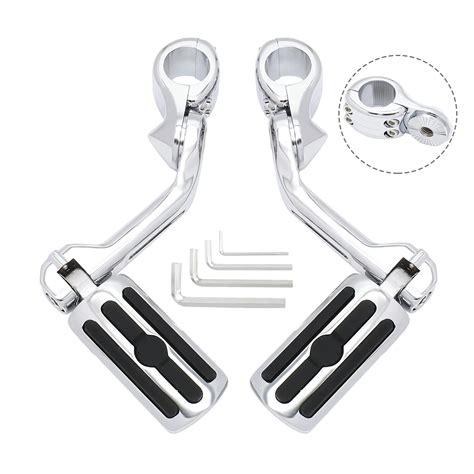 Long Angled Motorcycle Highway Pegs Footpegs Foot Rest Mount Clamp Kit