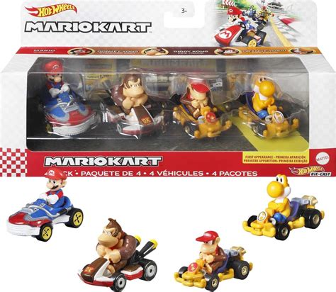 Hot Wheels Mario Kart Vehicle 4 Pack Set Of 4 Fan Favorite Characters Includes 1 Exclusive